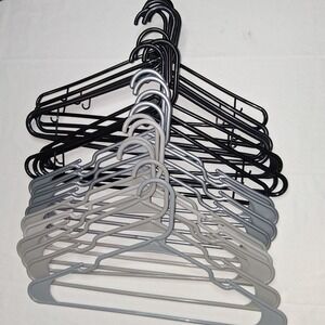 Clothes Hangers Lot Black & Gray Plastic Standard Adult Garment‎ Hangers
